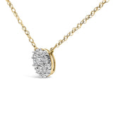 14K Yellow Gold Plated Sterling Silver 3/8 Cttw Diamond Cluster Pendant Necklace-3 thumbnail 4