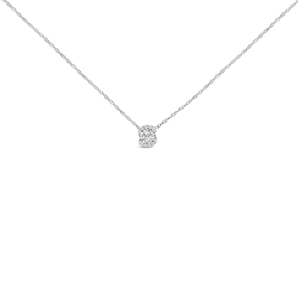 .925 Sterling Silver 1.0 Cttw Lab Grown Round-Cut Diamond Pendant Necklace 18