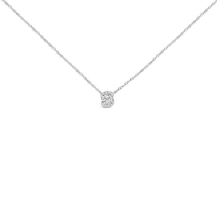 .925 Sterling Silver 1.0 Cttw Lab Grown Round-Cut Diamond Pendant Necklace 18