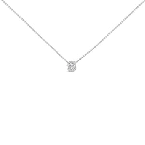 .925 Sterling Silver 1.0 Cttw Lab Grown Round-Cut Diamond Pendant Necklace 18