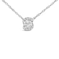 .925 Sterling Silver 1.0 Cttw Lab Grown Round-Cut Diamond Pendant Necklace 18"-0