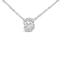 .925 Sterling Silver 1.0 Cttw Lab Grown Round-Cut Diamond Pendant Necklace 18