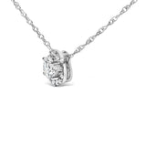 .925 Sterling Silver 1.0 Cttw Lab Grown Round-Cut Diamond Pendant Necklace 18