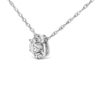 .925 Sterling Silver 1.0 Cttw Lab Grown Round-Cut Diamond Pendant Necklace 18