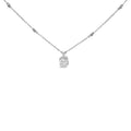 Sterling Silver 1.00 Cttw Lab Grown Diamond Oval Halo Pendant Bezel Station Necklace-0