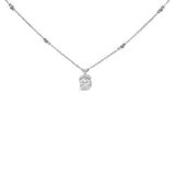 Sterling Silver 1.00 Cttw Lab Grown Diamond Oval Halo Pendant Bezel Station Necklace-0 thumbnail 1