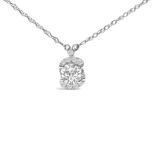 Sterling Silver 1.00 Cttw Lab Grown Diamond Oval Halo Pendant Bezel Station Necklace-1
