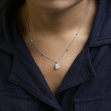 Sterling Silver 1.00 Cttw Lab Grown Diamond Oval Halo Pendant Bezel Station Necklace-2 thumbnail 3