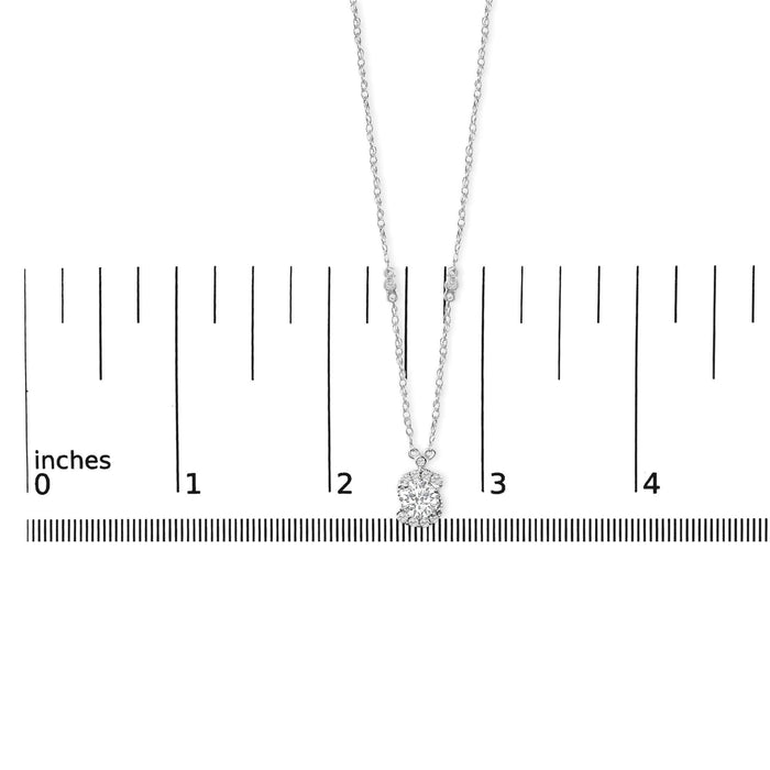 Sterling Silver 1.00 Cttw Lab Grown Diamond Oval Halo Pendant Bezel Station Necklace