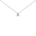 Sterling Silver 1/2 Cttw Lab Grown Diamond Oval Halo Pendant Necklace-0