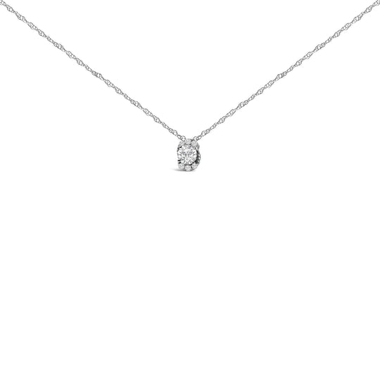 Sterling Silver 1/2 Cttw Lab Grown Diamond Oval Halo Pendant Necklace-0