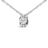 Sterling Silver 1/2 Cttw Lab Grown Diamond Oval Halo Pendant Necklace-1 thumbnail 2