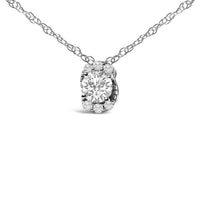 Sterling Silver 1/2 Cttw Lab Grown Diamond Oval Halo Pendant Necklace