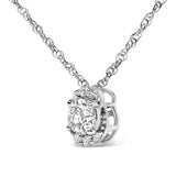 Sterling Silver 1/2 Cttw Lab Grown Diamond Oval Halo Pendant Necklace-3 thumbnail 4