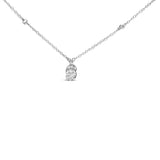 Sterling Silver 5/8 Cttw Lab Grown Diamond Oval Halo Pendant Necklace-0 thumbnail 1