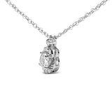 Sterling Silver 5/8 Cttw Lab Grown Diamond Oval Halo Pendant Necklace-3 thumbnail 4