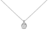 925 sterling silver necklace with halo-set lab grown diamond pendant thumbnail 1