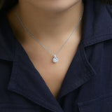 Sterling Silver 3/4 Cttw Lab Grown Diamond Halo Pendant Necklace-2 thumbnail 3