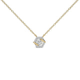 14K Yellow Gold Plated Sterling Silver 3/8 Cttw Lab Grown Diamond Hex Halo Pendant Necklace-0 thumbnail 1
