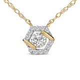 14K Yellow Gold Plated Sterling Silver 3/8 Cttw Lab Grown Diamond Hex Halo Pendant Necklace-1 thumbnail 2
