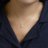 14K Yellow Gold Plated Sterling Silver 3/8 Cttw Lab Grown Diamond Hex Halo Pendant Necklace-2 thumbnail 3