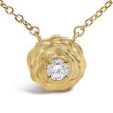 14K Yellow Gold Plated Sterling Silver 1/5 Cttw Lab Grown Diamond Rose Pendant Necklace-1 thumbnail 2