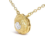 14K Yellow Gold Plated Sterling Silver 1/5 Cttw Lab Grown Diamond Rose Pendant Necklace-3 thumbnail 4