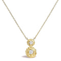 14K yellow gold rose pendant necklace with lab grown diamond cluster stones