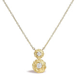 14K yellow gold rose pendant necklace with lab grown diamond cluster stones thumbnail 1