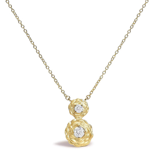 14K Yellow Gold Plated Sterling Silver 1/2 Cttw Lab Grown Diamond Rose Pendant Necklace-0