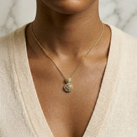 14K Yellow Gold Plated Sterling Silver 1/2 Cttw Lab Grown Diamond Rose Pendant Necklace