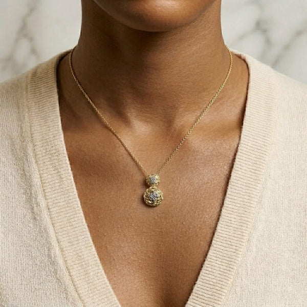 14K Yellow Gold Plated Sterling Silver 1/2 Cttw Lab Grown Diamond Rose Pendant Necklace