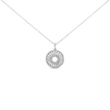 Sterling Silver 1 1/6 Cttw Diamond Openwork Medallion Pendant Necklace-0 thumbnail 1
