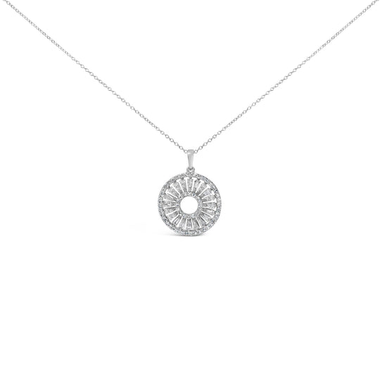 Sterling Silver 1 1/6 Cttw Diamond Openwork Medallion Pendant Necklace-0