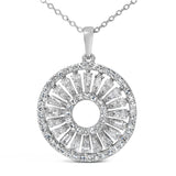 Sterling Silver 1 1/6 Cttw Diamond Openwork Medallion Pendant Necklace-1 thumbnail 2