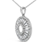 Sterling Silver 1 1/6 Cttw Diamond Openwork Medallion Pendant Necklace-3 thumbnail 4