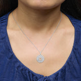 Sterling Silver 1 1/6 Cttw Diamond Openwork Medallion Pendant Necklace-2 thumbnail 3