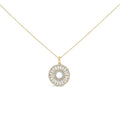 14K Yellow Gold Plated Sterling Silver 1 1/6 Cttw Diamond Sunburst Medallion Pendant Necklace-0