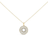 14K Yellow Gold Plated Sterling Silver 1 1/6 Cttw Diamond Sunburst Medallion Pendant Necklace-0 thumbnail 1