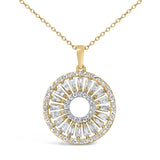 14K Yellow Gold Plated Sterling Silver 1 1/6 Cttw Diamond Sunburst Medallion Pendant Necklace-1 thumbnail 2