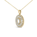 14K Yellow Gold Plated Sterling Silver 1 1/6 Cttw Diamond Sunburst Medallion Pendant Necklace-3 thumbnail 4