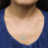 14K Yellow Gold Plated Sterling Silver 1 1/6 Cttw Diamond Sunburst Medallion Pendant Necklace-2 thumbnail 3