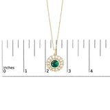 14KT Yellow Gold Plated .925 Sterling Silver Lab Grown Emerald and Baguette Diamond Medallion Pendant Necklace-4 thumbnail 5