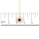 14K Yellow Gold Plated Silver Lab Grown Ruby and 5/8 Cttw Baguette Diamond Medallion Pendant Necklace-4 thumbnail 5