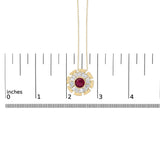 14K Yellow Gold Plated Silver Created Red Ruby and Diamond Baguette Medallion Pendant Necklace-4 thumbnail 5