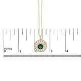 14K Yellow Gold Plated Sterling Silver Lab Grown Emerald and Diamond Sunburst Medallion Pendant Necklace-4 thumbnail 5