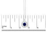 Sterling Silver Created Blue Sapphire and Diamond Medallion Pendant Necklace-4 thumbnail 5
