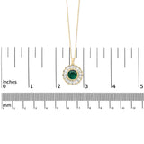 14K Yellow Gold Plated Sterling Silver Lab Grown Emerald and Baguette Diamond Sunburst Medallion Pendant Necklace-4 thumbnail 5