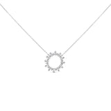 Sterling Silver 3/4 Cttw Diamond Starburst Medallion Pendant Necklace-0 thumbnail 1