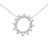 Sterling Silver 3/4 Cttw Diamond Starburst Medallion Pendant Necklace-1 thumbnail 2